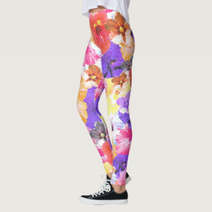 "Strahlung im Blut: Hibiskus in verkettetem Glas Leggings