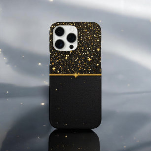 Strahlungsschild (Glitzer - Gold - Leder) iPhone 16 Pro Max Hülle