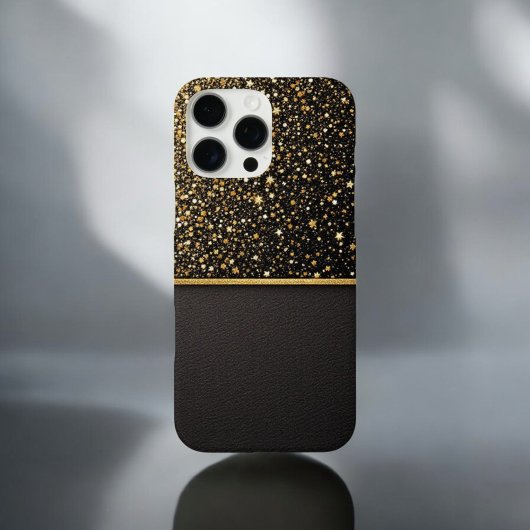 Strahlungsschild (Glitzer - Gold - Leder) Case-Mate iPhone Hülle