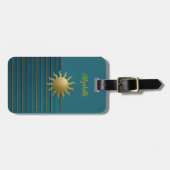 Strahlungssonne auf dem Aquamarinen Gepäckanhänger (Vorderseite horizontal)