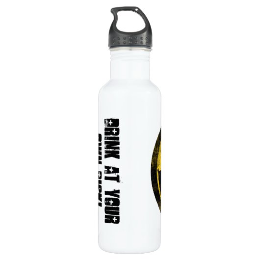 Strahlungsymbol, trinken Sie auf eigene Gefahr Was Edelstahlflasche (Rückseite)