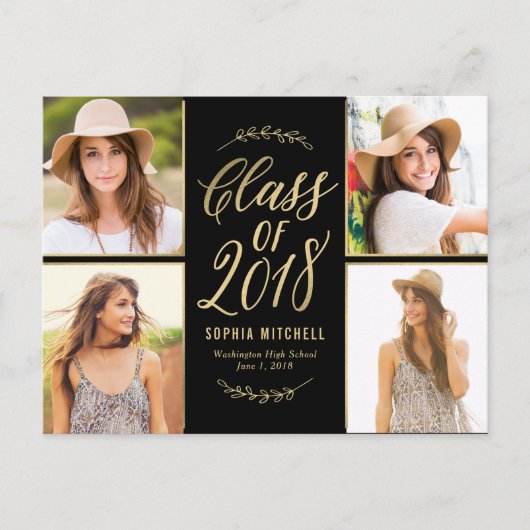 Strahlungszweige EDITABLE COLOR Abschluss Card Ankündigungspostkarte (Vorderseite)