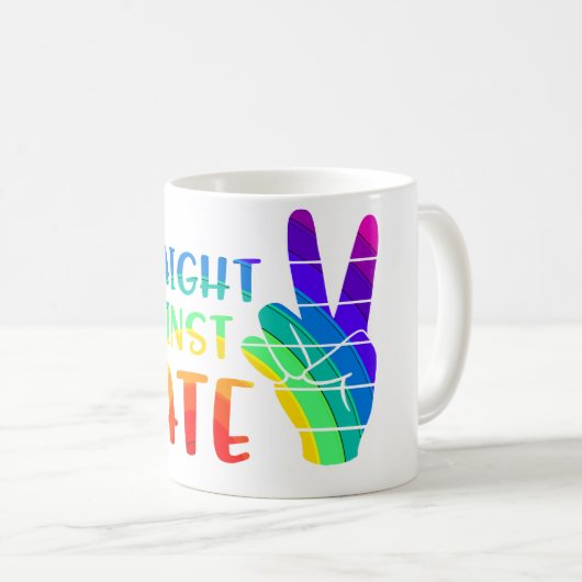 Straight against Hate - LGBTQ+ Alleinstolz Kaffeetasse (VorderseiteRechts)