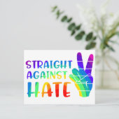 Straight against Hate - LGBTQ+ Alleinstolz Postkarte (Stehend Vorderseite)