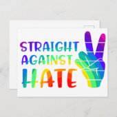 Straight against Hate - LGBTQ+ Alleinstolz Postkarte (Vorne/Hinten)
