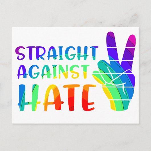 Straight against Hate - LGBTQ+ Alleinstolz Postkarte (Vorderseite)
