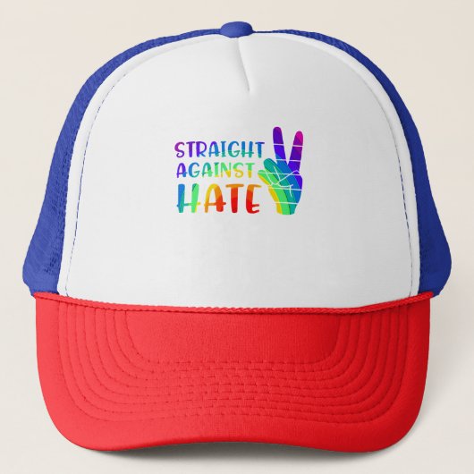 Straight against Hate - LGBTQ+ Alleinstolz Truckerkappe (Vorderseite)