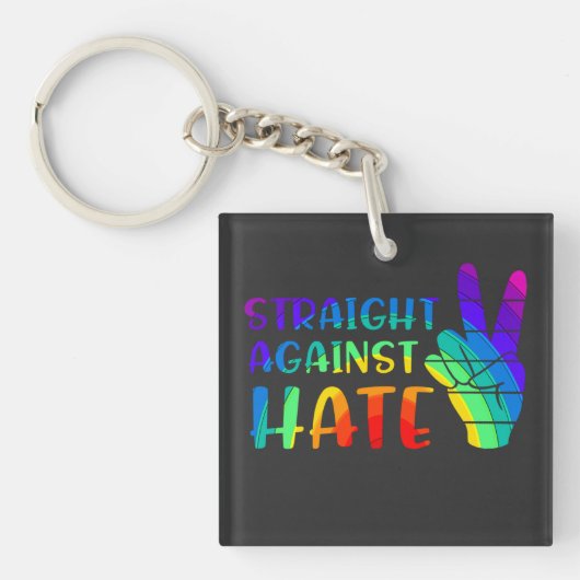 Straight Against Hate - LGBTQ+ Ally Pride Schlüsselanhänger (Vorderseite)