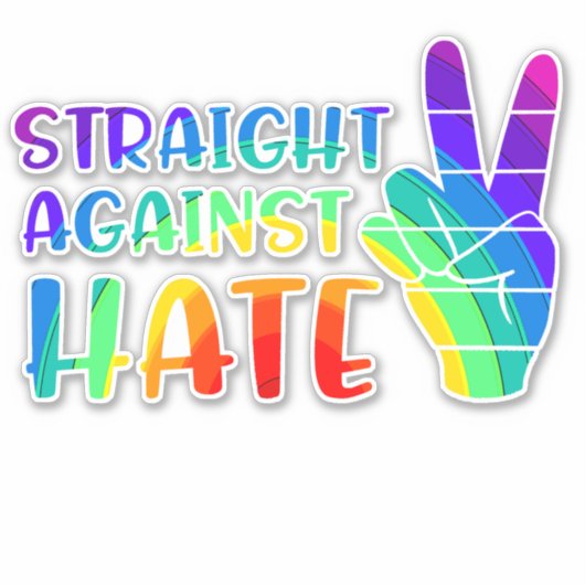Straight against Hate - LGBTQ+ Ally Pride Sticker (Vorderseite)