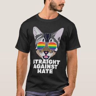 Straight against Hate Vintag Cat Gay Pride T-Shirt