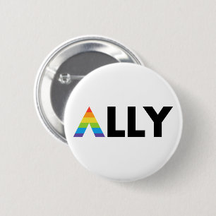 Straight Ally LGBTQ Rainbow LGBT Button