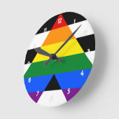 Straight Ally Pride Runde Wanduhr (Winkel)