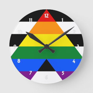 Straight Ally Pride Runde Wanduhr