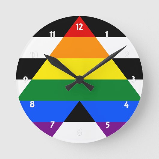 Straight Ally Pride Runde Wanduhr (Vorderseite)