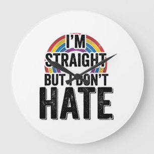 Straight Ally Regenbogen Vintage-Typografie-Shirt_ Große Wanduhr