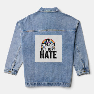 Straight Ally Regenbogen Vintage-Typografie-Shirt_ Jeansjacke