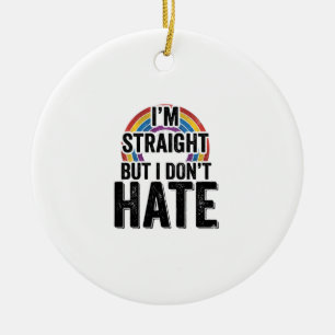 Straight Ally Regenbogen Vintage-Typografie-Shirt_ Keramik Ornament