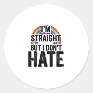 Straight Ally Regenbogen Vintage-Typografie-Shirt_ Runder Aufkleber