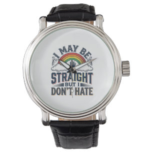 Straight Ally Stolz Regenbogen Vintage Vektor Desi Armbanduhr