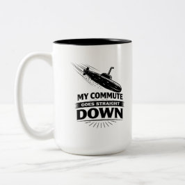 Straight Down Commute Submarine Humor Zweifarbige Tasse