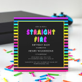 Straight fire neon teen boys birthday einladung