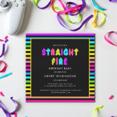 Straight fire neon teen boys birthday einladung