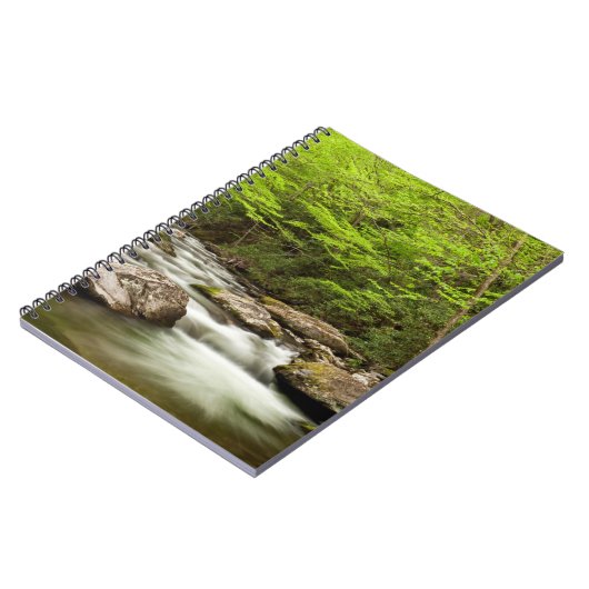 Straight Gabel fließt durch den Wald Notizblock (Linke Seite)