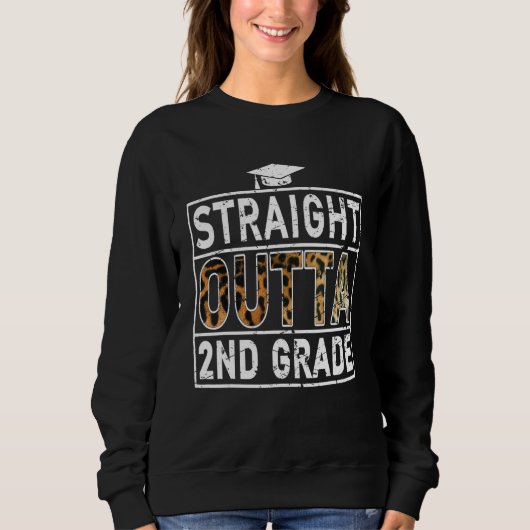 Straight Outta 2nd Grade T-shirt Leopard Lover Kid Sweatshirt (Vorderseite)