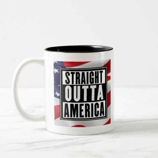 "Straight Outta America" Zweifarbige Tasse (Links)