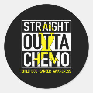 Straight Outta Chemo Gold Ribbon Kinderkrebs Runder Aufkleber