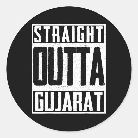 Straight Outta Gujarat India Indian Cricket Pride  Runder Aufkleber (Vorderseite)