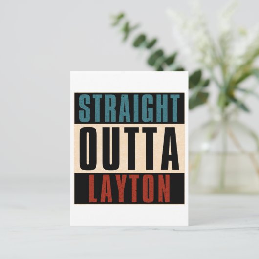 Straight Outta Layton Utah UT Postkarte (Stehend Vorderseite)
