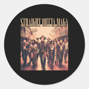 Straight Outta Mega Funny Trump 2024 Runder Aufkleber