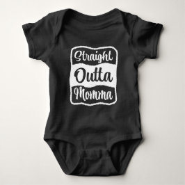 Straight Outta Momma White Typografy Baby Strampler