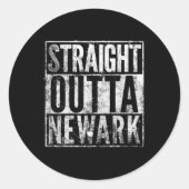 Straight Outta Newark New Jersey Distressed Effect Runder Aufkleber (Vorderseite)
