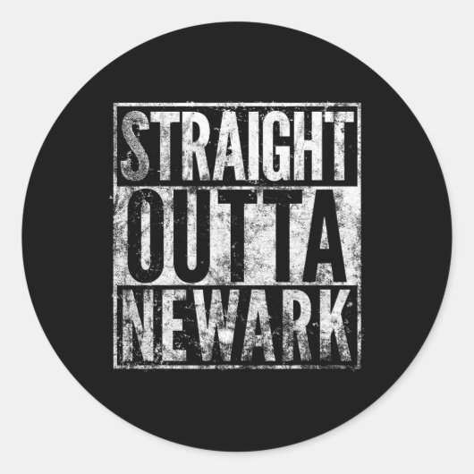 Straight Outta Newark New Jersey Distressed Effect Runder Aufkleber (Vorderseite)