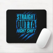 Straight Outta Night Shift - Funny Owl Workers Mousepad (Mit Mouse)
