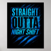 Straight Outta Night Shift - Funny Owl Workers  Poster (Vorne)
