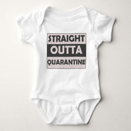 Straight Outta Quarantine Sprichwort Schwarz Grau Baby Strampler (Vorderseite)