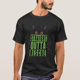 Straight Outta Rescue Schwarze Katze Männer Frauen T-Shirt