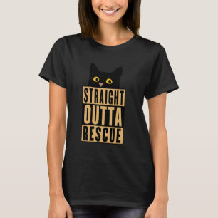 Straight Outta Rettung Schwarze Katze Männer Fraue T-Shirt