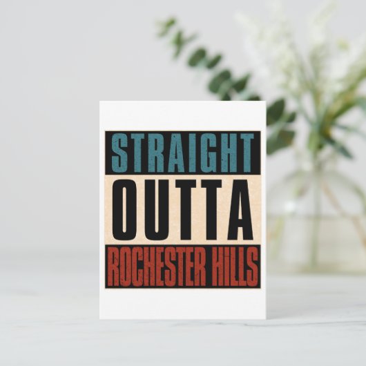 Straight Outta Rochester Hills Michigan MI Postkarte (Stehend Vorderseite)