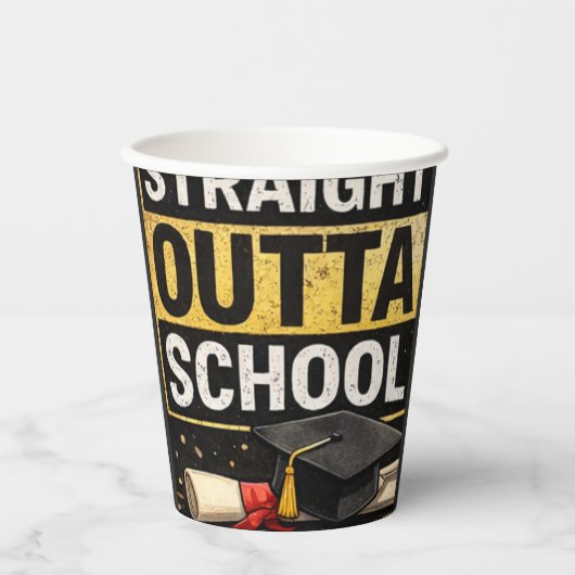 Straight Outta School Graduation cup Pappbecher (Vorderseite)