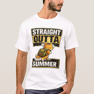 Straight Outta Sommer Vintage Katzen-Design T-Shirt