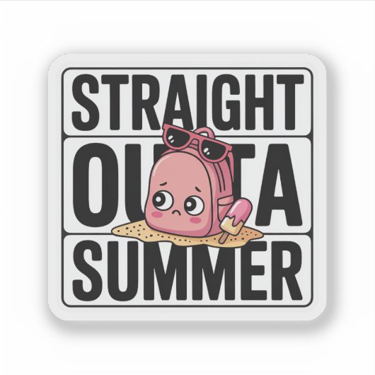 Straight Outta Summer Funny Kawaii Backpack Aufkleber (Vorderseite)