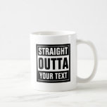 STRAIGHT OUTTA Tasse | Erstellen Sie Ihre eigene P<br><div class="desc">STRAIGHT OUTTA Tasse | Erstellen Sie Ihre eigene Parodie. Schwarz-Weiß-Trinkbehälter 11oz für Zuhause oder Büro. Coole Typografie-Vorlage mit großen Buchstaben. Humorer Internet Mem Generator für Tassen. Coole personalisierte Beispiele: Direkt am Bett. Direkt vor Geld. Direkt über Ideen. Direkter Kaffee. Direkt im Gefängnis. Direkt zum Fitnessraum. Fügen Sie Ihren eigenen Stadtnamen...</div>