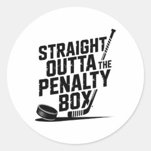 Straight Outta The Penalty Box Lustiger Humor Eish Runder Aufkleber