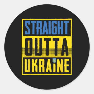 Straight Outta Ukraine Ukrainische Flagge Ukraine  Runder Aufkleber