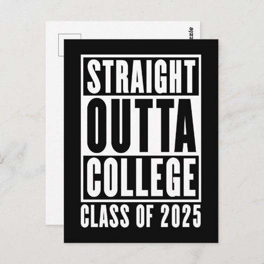 Straight Outta Uni Class von 2025 Postkarte (Vorne/Hinten)