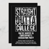 Straight Outta Uni Funny Graduation Party Einladung (Vorne/Hinten)